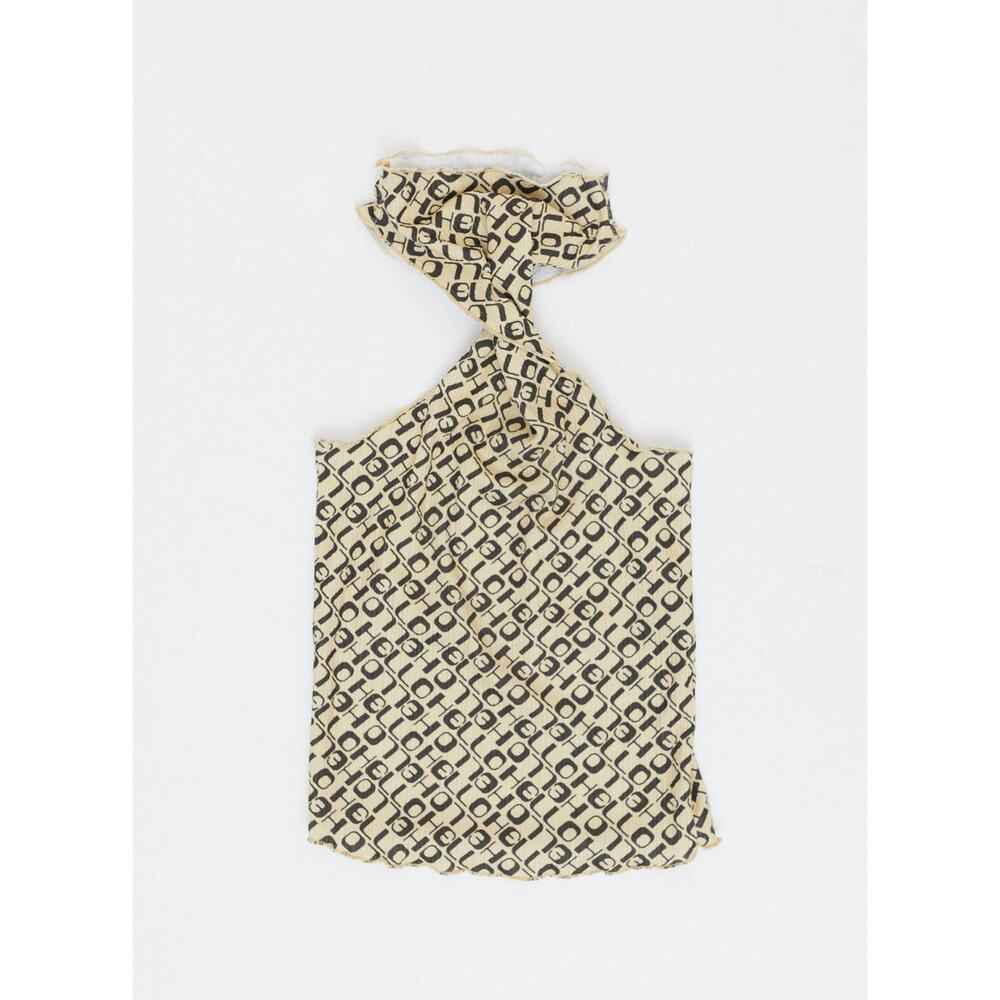 NWT Urban Outfitters Alba Halter Top Black Beige Printed Racerback Size Small - Picture 13 of 14